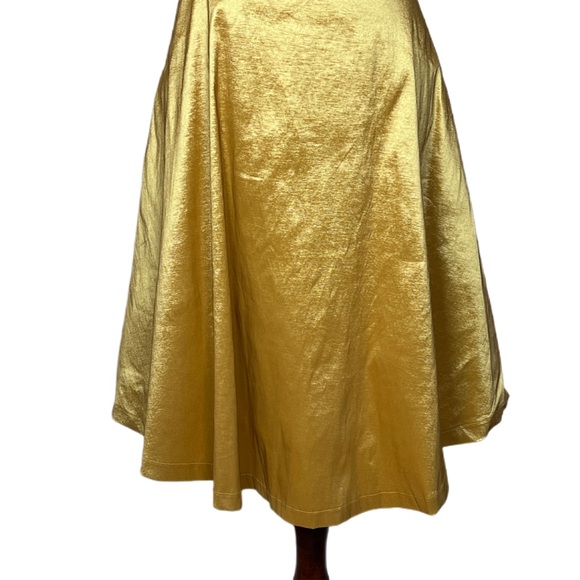 MODCLOTH‎ Women’s Size 8 Gold Fantastic Satin Sleeveless Fit & Flare Midi Dress - Picture 7 of 15